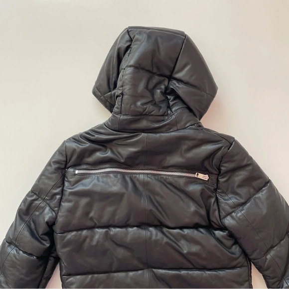 Walter Baker Robert Lamb Leather Longline Hooded Jacket In Black, Size Large - Picture 13 of 16